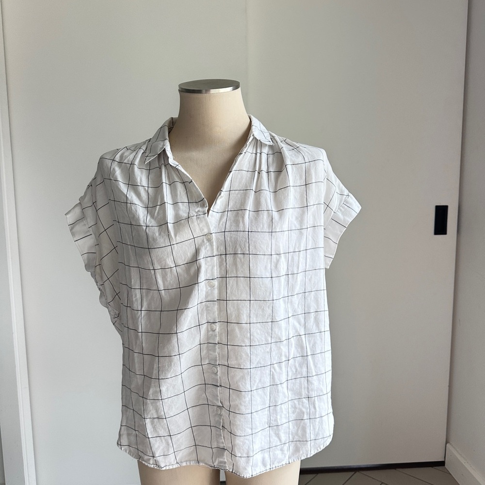 Madewell White Grid Pattern Top - image 4